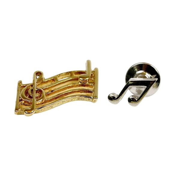 Vintage 1983 Avon Musical Notes Pin Favorite Pastimes Gold & Silver Tone w/ Box - Picture 5 of 5